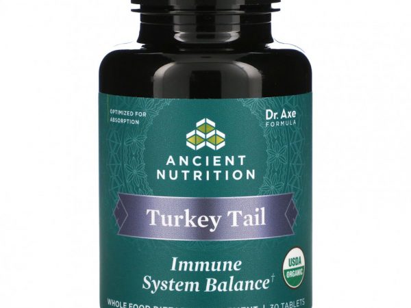Dr. Axe / Ancient Nutrition, Turkey Tail, для поддержания баланса иммунной системы, 30 таблеток