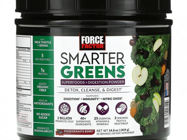 Force Factor, Smarter Greens, суперфуды и порошок для улучшения пищеварения, гранат, 419 г (14,8 унции)