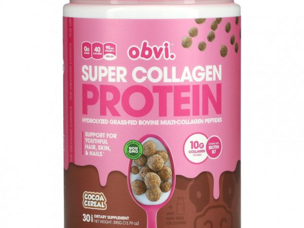 Obvi, Super Collagen Protein, какао-хлопья, 390 г (13,79 унции)