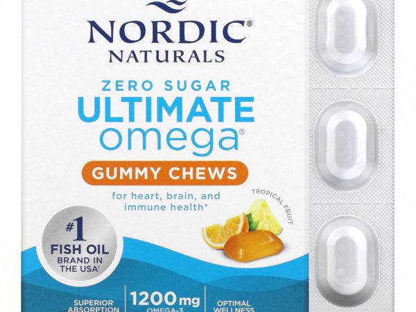 Nordic Naturals, Ultimate Omega, тропические фрукты, 600 мг, 54 жевательных жевательных таблетки