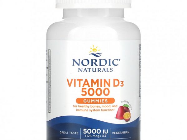 Nordic Naturals, Жевательные таблетки с витамином D3, маракуйя, 5000 МЕ (125 мкг), 30 жевательных таблеток