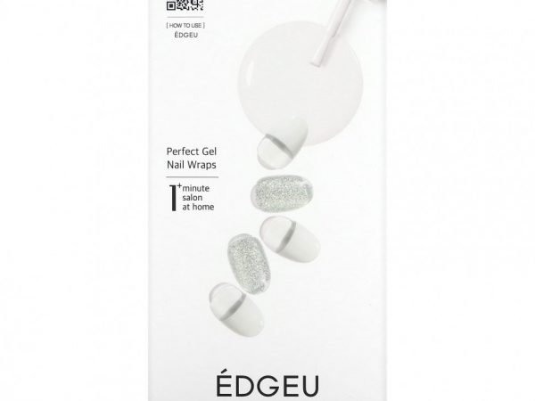 Edgeu, Perfect Gel Nail Wraps, ENT814, белый лак для ногтей, набор из 16 полосок