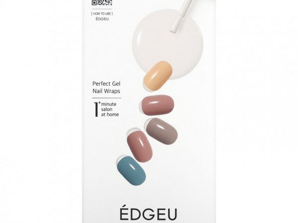 Edgeu, Гелевые обертывания для ногтей Perfect, ENT204, хлопок и кашемир, набор из 16 полосок