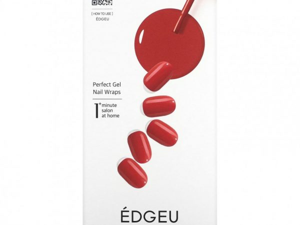 Edgeu, Гелевые обертывания для ногтей Perfect, ENF511, сигнальный красный, набор из 16 полосок