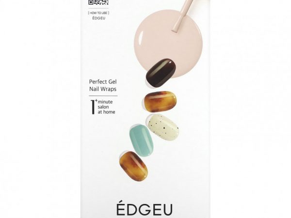 Edgeu, Гелевые обертывания для ногтей Perfect, ENA212, шоколадная конфета с черным сахаром, набор из 16 полосок