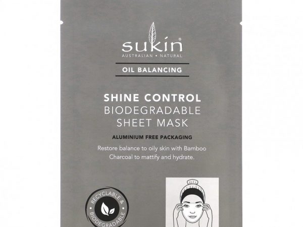 Sukin, Oil Balancing, биоразлагаемая тканевая маска для контроля блеска, 25 мл (0,85 жидк. Унции)