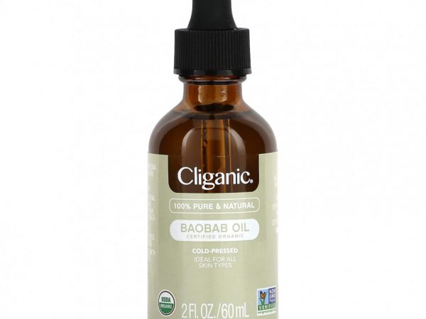 Cliganic, 100% чистое и натуральное, масло баобаба, 60 мл (2 жидк. Унции)