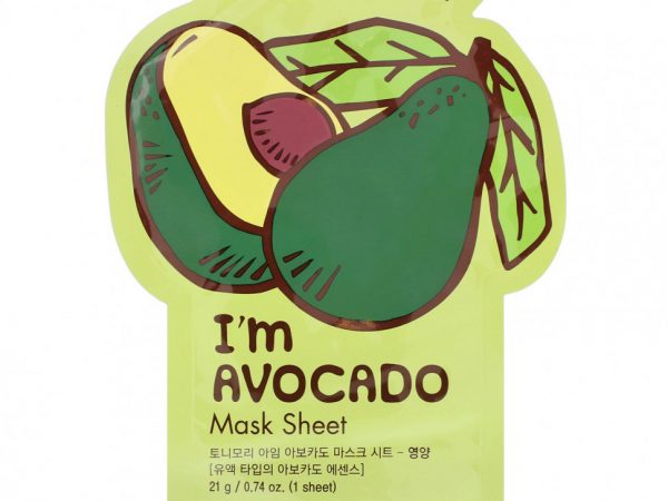 Tony Moly, I'm Avocado, питательная тканевая маска, 1 шт., 21 г (0,74 унции)