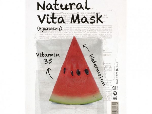 Too Cool for School, Маска Natural Vita Beauty (увлажняющая) с витамином B5 и арбузом, 1 лист, 0,77 жидких унций (23 мл)