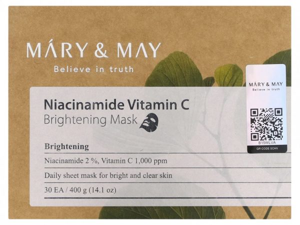 Mary&May, Никотинамид с витамином C, осветляющая косметическая маска, 30 шт., 400 г (14,1 унции)