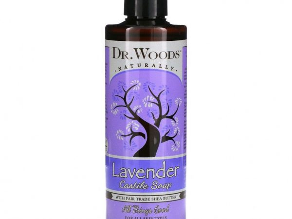 Dr. Woods, Лаванда, кастильское мыло с маслом ши, соответствующим стандартам справедливой торговли, 8 жидких унций (236 мл)