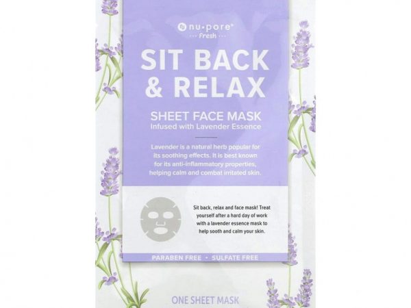 Nu-Pore, Sit Back & Relax, успокаивающая тканевая маска для лица, лаванда, 1 шт., 29,7 г (1,05 унции)