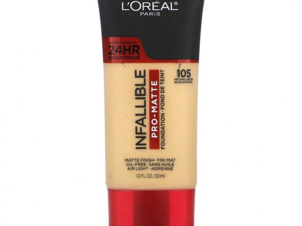 L'Oreal, Тональная основа Infallible Pro-Matte, оттенок натуральный бежевый 105, 30 мл