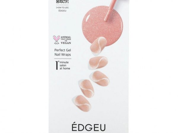 Edgeu, Гелевые обертывания для ногтей Perfect, ENA145, розовый магнит, набор из 16 полосок