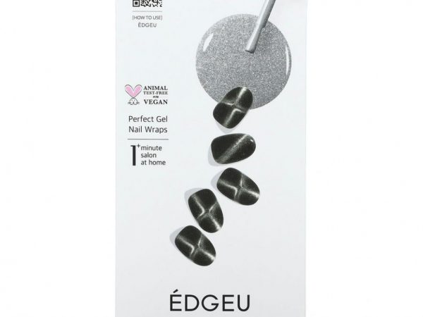 Edgeu, Гелевые обертывания для ногтей Perfect, ENA916, черный магнит, набор из 16 полосок