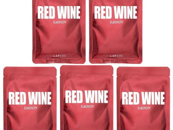 Lapcos, Набор косметических масок с эластичными тканями с красным вином, 5 шт., По 30 мл (1,01 жидк. Унции)