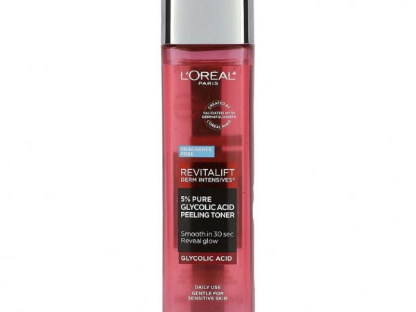 L'Oréal, Revitalift Derm Intensives, пилинг-тоник с 5% чистой гликолевой кислотой, без отдушек, 180 мл (6 жидк. Унций)