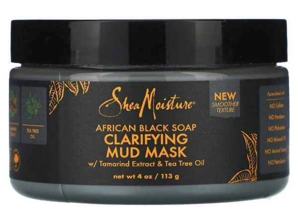 SheaMoisture, African Black Soap, очищающая грязевая маска с экстрактом тамаринда и маслом чайного дерева, 113 г (4 унции)