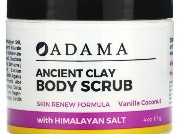 Zion Health, Adama, Ancient Clay, скраб для тела, ваниль и кокос, 113 г (4 унции)