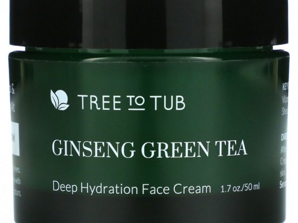 Tree To Tub, Ежедневное увлажняющее средство для чувствительной кожи, женьшень и зеленый чай, 50 мл (1,7 жидк. Унции)