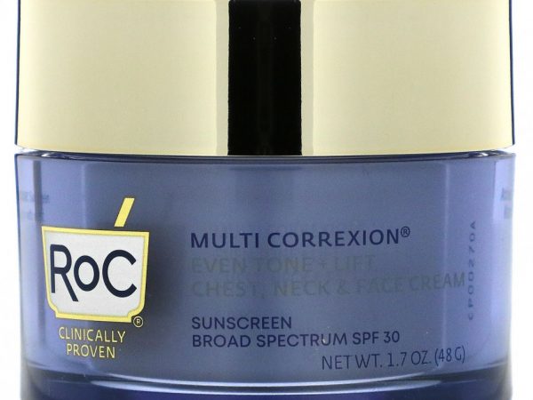 RoC, Multi Correxion, Ровный тон + Подтяжка, Крем 5 в 1 для груди, шеи и лица, SPF 30, 1,7 унции (48 г)