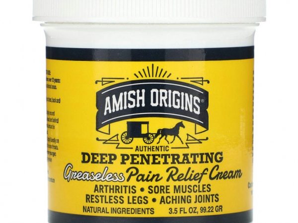 Amish Origins, глубоко проникающий нежирный обезболивающий крем, 99,22 г (3,5 унции)