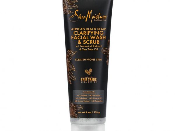 SheaMoisture, Африканское черное мыло, средство для умывания и скраб для лица, 113 г (4 унции)