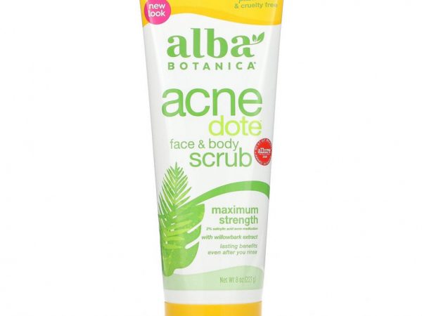 Alba Botanica, Acne Dote, скраб для лица и тела, не содержит масла, 227 г (8 унций)
