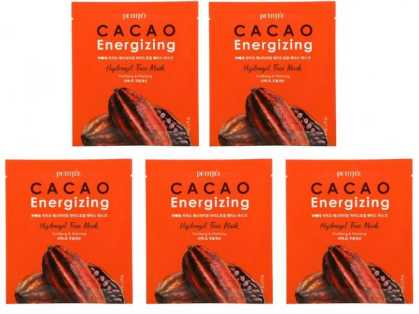 Petitfee, Cacao Energizing Hydrogel Face Mask, 5 Pack, 1.12 oz (32 g)