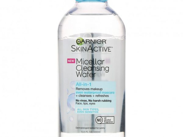 Garnier, SkinActive, мицеллярная очищающая вода, средство для снятия макияжа (в том числе водостойкой туши) «все в 1», для всех типов кожи, 400 мл