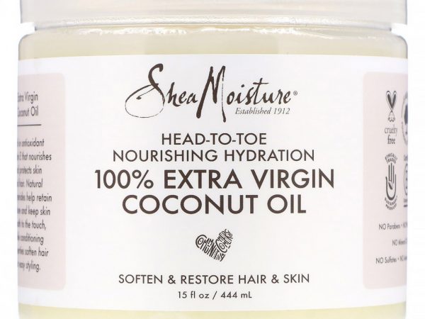 SheaMoisture, Питательное увлажнение с головы до ног, 100% кокосовое масло первого отжима, 15 жидких унций (444 мл)