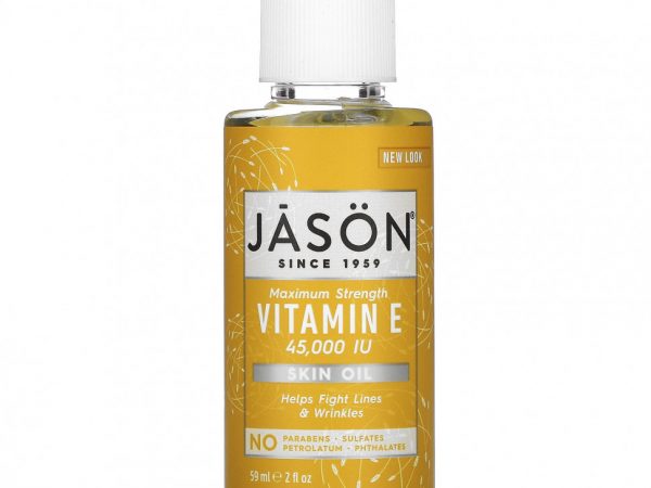 Jason Natural, Чистое натуральное масло для кожи, максимально эффективный витамин Е, 45 000 МЕ, 59 мл (2 жидких унции)