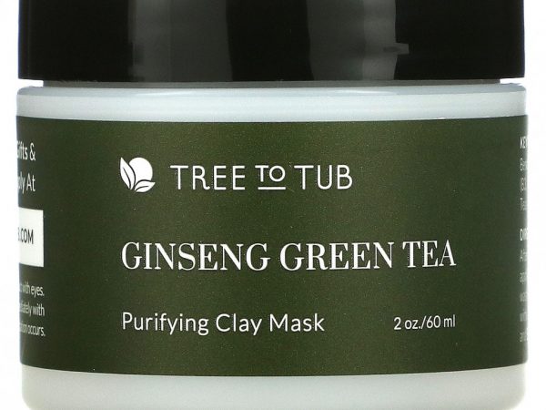 Tree To Tub, Маска с активированным углем и глиной для чувствительной кожи, с женьшенем и зеленым чаем, 60 мл (2 жидк. Унции)