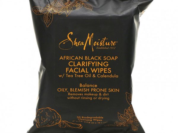 SheaMoisture, African Black Soap, Очищающие салфетки для лица, 30 салфеток