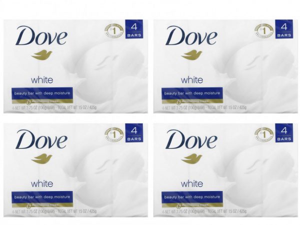 Dove, Мыло Beauty Bar, глубокое увлажнение, белое, 4 шт., По 106 г (3,75 унции)