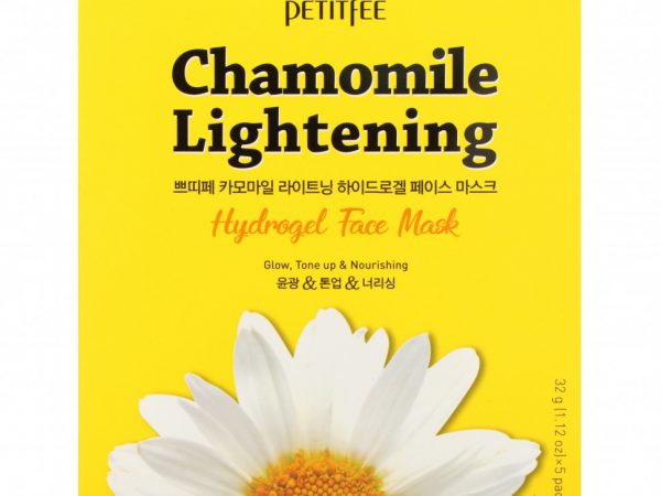 Petitfee, Chamomile Lightening, гидрогелевые маски для лица, 5 шт. по 32 г (1,12 унции)