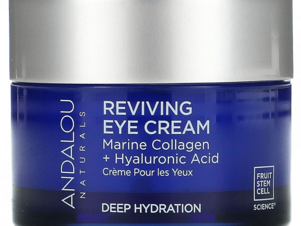 Andalou Naturals, Восстанавливающий крем для кожи вокруг глаз, биоразлагаемый коллаген и гиалуроновая кислота, 13 мл (0,45 жидк. Унции)