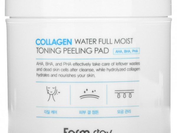 Farmstay, увлажняющие и тонизирующие отшелушивающие спонжи с коллагеном, 70 шт.