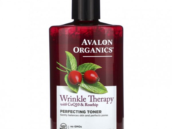 Avalon Organics, Средство против морщин с коэнзимом Q10 и шиповником, выравнивающий тоник, 8 жидких унций (237 мл)