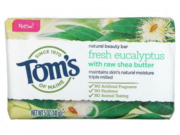 Tom's of Maine, Натуральное мыло для красоты, свежий эвкалипт с необработанным маслом ши, 141 г (5 унций)