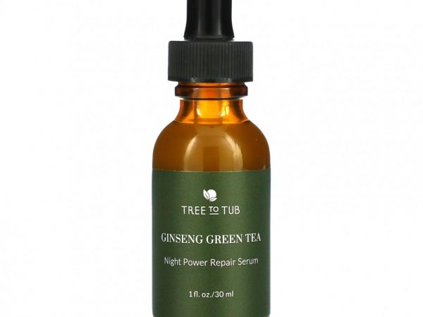 Tree To Tub, Нежная антивозрастная ночная сыворотка с ретинолом для чувствительной кожи, женьшень и зеленый чай, 30 мл (1 жидк. Унция)