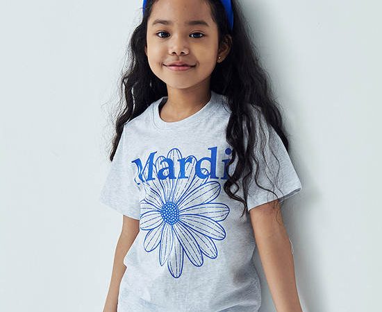 MARDI MERCREDI LES PETITS Tshirt Flowermardi Heather Blue