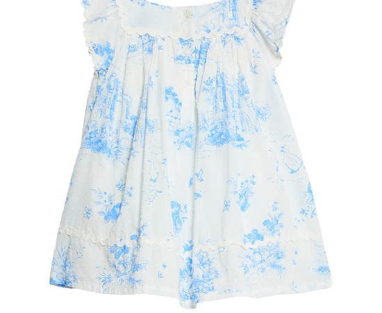 MARKS & SPENCER KIDS Girl Toddler Dress Pure Cotton Print Blue Mix