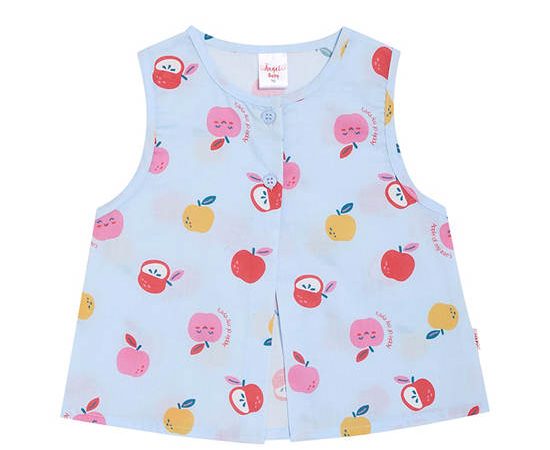 Angel Baby Unisex Infant Pyjamas Shirt Sleevesless Apple Print Light Blue