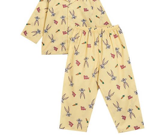 Angel Baby Boy Toddler Pyjamas Shirt Long Sleeves + Pants Bugs Bunny Print Yellow