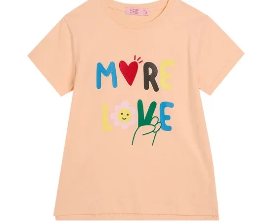 FOF KIDS Girl T-Shirt  MORE LOVE Text Print Orange