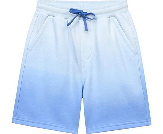GIORDANO Junior's French Terry Comfort Fit Elastic Waist Shorts Light Blue x Blue Dip Dyed