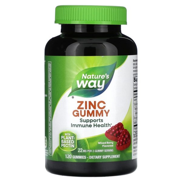 Nature's Way, жевательные таблетки с цинком, со вкусом ягодного ассорти, 120 жевательных таблеток (11 мг в 1 жевательной таблетке)