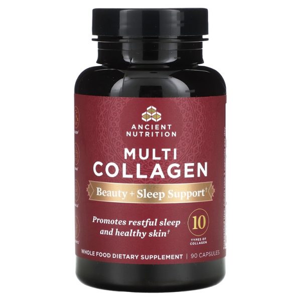 Ancient Nutrition, Мультиколлаген, красота + сон, 90 капсул