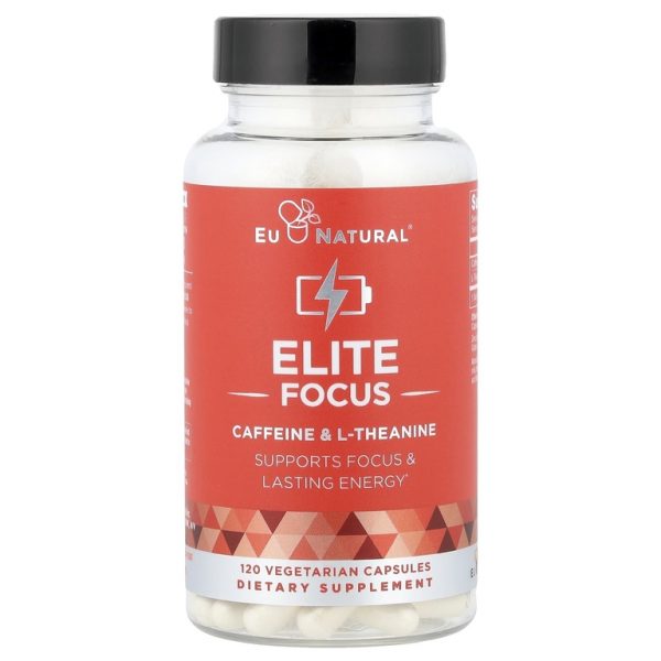 Eu Natural, ELITE FOCUS, кофеин и L-теанин, 120 капсул